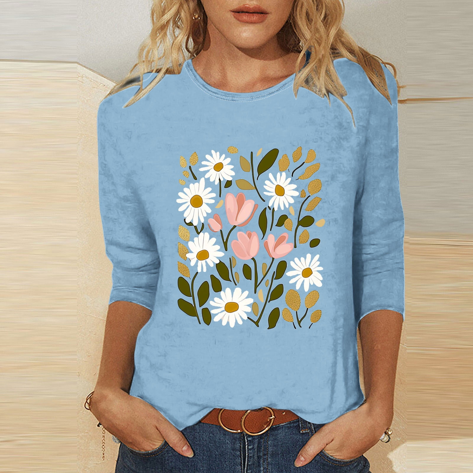Busydd Womens Tops Casual 3/4 Lenght Sleeve Going Out Tops for Women ...