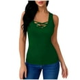 thumbnail image 1 of Busydd Womens Tops Casual Comfortable Gym Workout Womens Tank Tops Fashion Solid Color Crisscross Round Neck Going Out Tops 2XL, 1 of 6