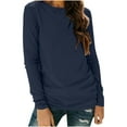 thumbnail image 1 of Busydd Womens Tops Casual Round Neck Long Sleeve Blouses for Women Fashion Solid Color Spring Summer T-Shirts Comfortable Versatile Going Out Tops, 1 of 5