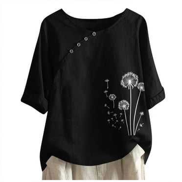 Busydd Womens Tops Casual Short Sleeve Button Down Shirts Summer Fashion Floral Print Blouses Comfort Round Neck Going Out Tshirts Versatile Basic Breathable Tee Tops