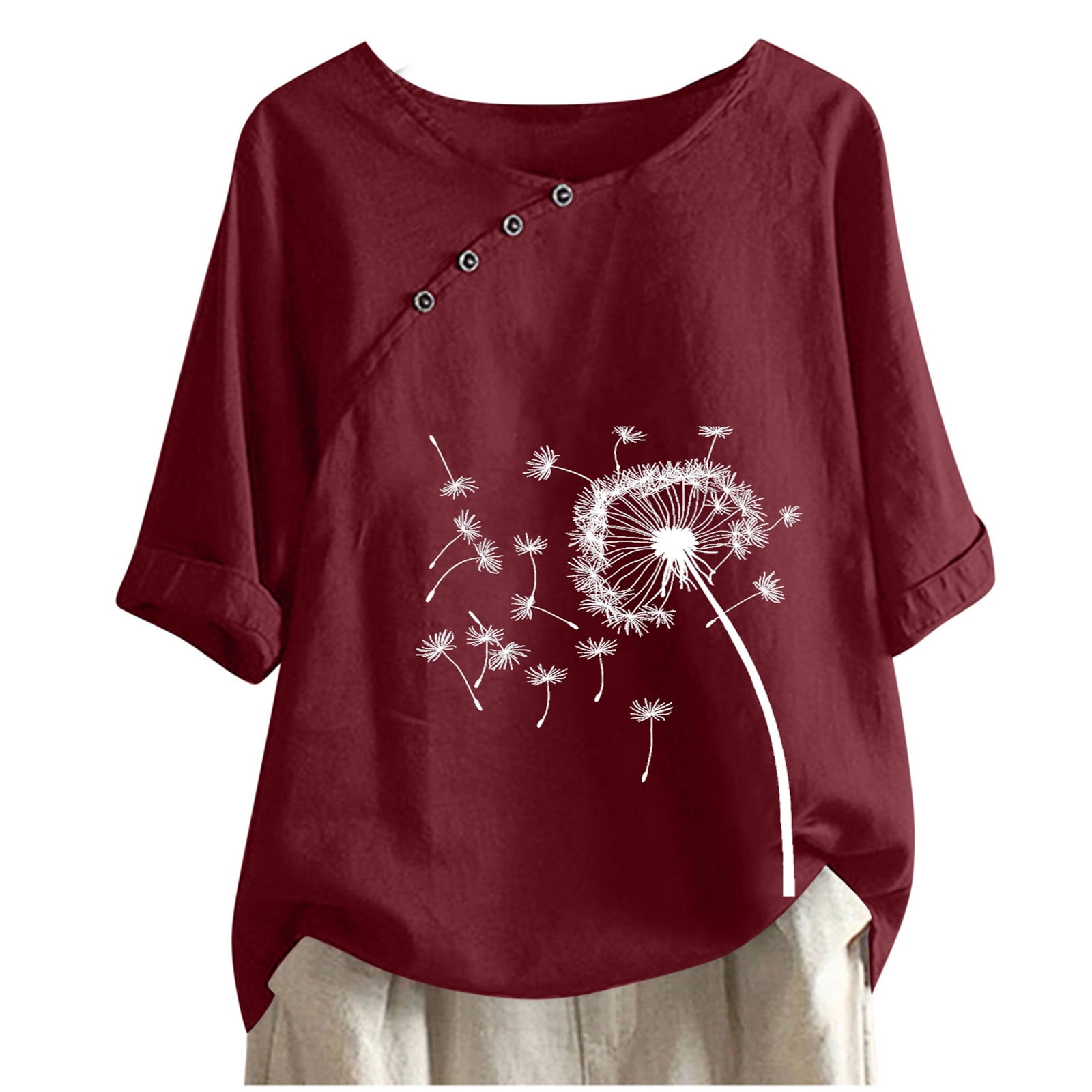 Women's Just Breathe Dandelion Graphic T-Shirt – Soft, Casual, Short Sleeve Top (Blue, Small) - View #11