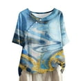 thumbnail image 1 of Busydd Womens Tops Cotton Linen Button Down Blouses Bohemian Tropical Floral Print Shirts Summer Fashion Casual Loose Short Sleeve Tee Tops Hawaiian Beach Vacation Shirts,Plus Size S-5XL, 1 of 5