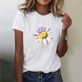 thumbnail image 1 of Busydd Womens Tops Cotton Short Sleeve Sunflower Print Summer Tops for Women Trendy Comfortable Round Neck T Shirts for Women Casual Versatile Graphic Tees 2XL, 1 of 5