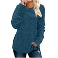 thumbnail image 1 of Busydd Womens Tops Fall Trendy Solid Color Ribbed Crewneck Sweatshirt Casual Versatile Long Sleeve Tops for Women M, 1 of 7