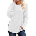 thumbnail image 1 of Busydd Womens Tops Fall Trendy Solid Color Ribbed Crewneck Sweatshirt Casual Versatile Long Sleeve Tops for Women S, 1 of 7