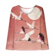 thumbnail image 1 of Busydd Womens Tops Fashion Hawaiian Floral Print Tshirts Long Sleeve Round Neck Cotton Linen Shirts Loose Fit Plus Size Blouses Summer Casual Comfort Basic Oversized Tee Tops for Women,S-5XL, 1 of 1