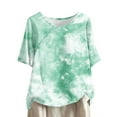 thumbnail image 1 of Busydd Womens Tops Fashion Tie Dye Boho Blouses Short Sleeve Round Neck Button T-Shirts Floral Print Hawaiian Shirts Casual Loose Comfort Summer Tops Plus Size Tops for Women,S-4XL, 1 of 5