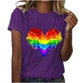 thumbnail image 1 of Busydd Womens Tops LGBT Inspirational Pride Shirts Trendy Colorful Heart Graphic Tee Tops Summer Casual Short Sleeve Equality Shirts Round Neck Comfy Versatile Blouses Going Out Tops for Women, 1 of 7