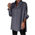 thumbnail image 1 of Busydd Womens Tops S-5XL Solid Color Lapel Button Down Shirts for Women Casual Fashion Chiffon Long Sleeve Blouses for Women Oversized Formal Dress Shirts, 1 of 9