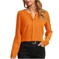 thumbnail image 1 of Busydd Womens Tops Solid Color V Neck Shirts for Women Casual Soft Long Sleeve Blouses for Women Fashion Formal Dress Shirts, 1 of 7
