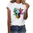 thumbnail image 1 of Busydd Womens Tops Stylish Skull Print T Shirts for Women Casual Short Sleeve Round Neck Summer Tops Comfortable Cotton Graphic Tees L, 1 of 6