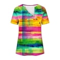 thumbnail image 1 of Busydd Womens Tops Summer V Neck Short Sleeve T-Shirts Tie Dye LGBT Pride Shirts Casual Loose Button Equality Blouses Fashion Funny Graphic Tee Tops Plus Size Tops for Women S-5XL, 1 of 5