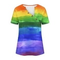 thumbnail image 1 of Busydd Womens Tops Summer V Neck Short Sleeve T-Shirts Tie Dye LGBT Pride Shirts Casual Loose Button Equality Blouses Fashion Funny Graphic Tee Tops Plus Size Tops for Women S-5XL, 1 of 5