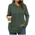 thumbnail image 1 of Busydd Womens Tops Trendy Knit Ribbed Long Sleeve Tops for Women Casual Versatile Solid Color Drawstring Womens Hoodie S, 1 of 7