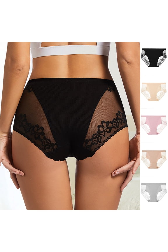 Womens Underwear Lace High Waisted Underwear for Women Stretch No Show Plus Size Underwear for Women S-4XL Soft Comfortable Panties