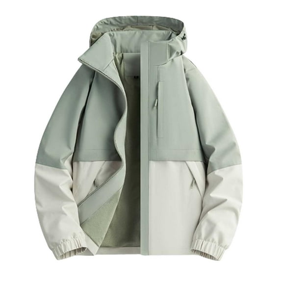Busydd Womens Windbreaker Jacket Fashion Colorblock Patchwork Rain Coats Zip Up Mountain Ski Jacket with Hood Plus Size Rain Jacket with Pockets Winter Jackets for Women L-5XL