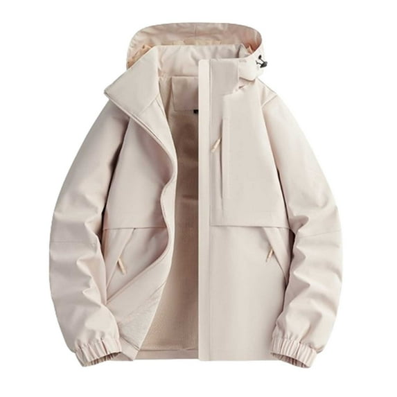 Busydd Womens Windbreaker Jacket Fashion Solid Color Rain Coats Zip Up Hooded Mountain Ski Jacket Plus Size Rain Jacket with Pockets Windproof Winter Jackets for Women L-5XL