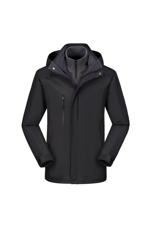 Womens Winter Coats Solid Color Detachable Windbreaker Jacket Windproof Outdoor Hiking Mountain Jacket Fashion Warm Zip Up Winter Jacket with Hood Plus Size Rain Coats with Pockets M-3XL