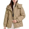 thumbnail image 1 of Busydd Womens Winter Coats Solid Color Long Sleeve Puffer Jacket Fashion Warm Zip Up Hooded Winter Jackets Casual Down Jacket Plus Size Outerwear with Pockets L-5XL, 1 of 4