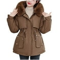 thumbnail image 1 of Busydd Womens Winter Coats Solid Color Long Sleeve Puffer Jacket Hooded Warm Winter Jackets Casual Tunic Cotton Zip Up Down Outerwear with Pockets M-3XL, 1 of 7