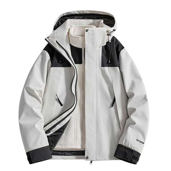 Busydd Womens Winter Coats Zip Up Hooded Windbreaker Jacket Fashion Warm Ski Snow Mountain Jacket Detachable Winter Jackets for Women Plus Size Rain Jacket XS-3XL