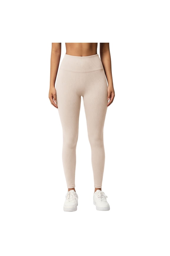 Workout Leggings for Women Fashion Ribbed Solid Color Yoga Pants Casual Stretchy Butt Lifting Leggings for Women