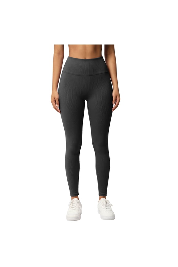 Workout Leggings for Women Fashion Ribbed Solid Color Yoga Pants Casual Stretchy Butt Lifting Leggings for Women