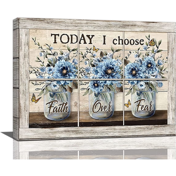 Busyhead Blue Flower 16"x12" Framed Canvas Art Prints