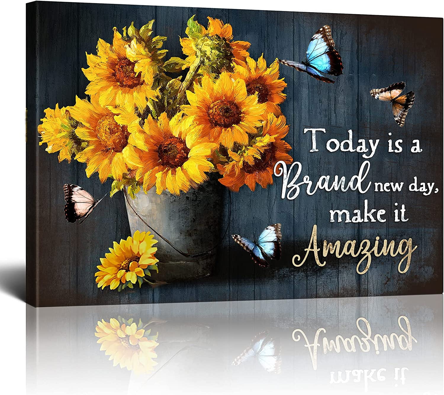 Busyhead Inspirational Quotes Sunflower Butterfly Wall Art 12" x 16 ...
