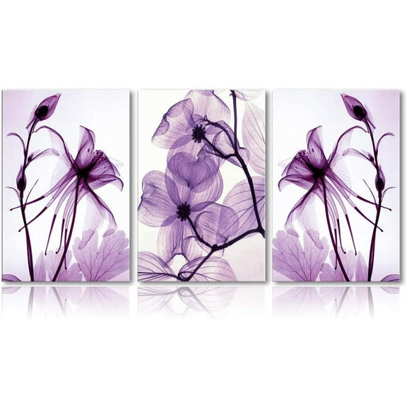 Busyhead Modern Purple Flowers Home Decor 12" x 16" Framed Painting Canvas Art Prints