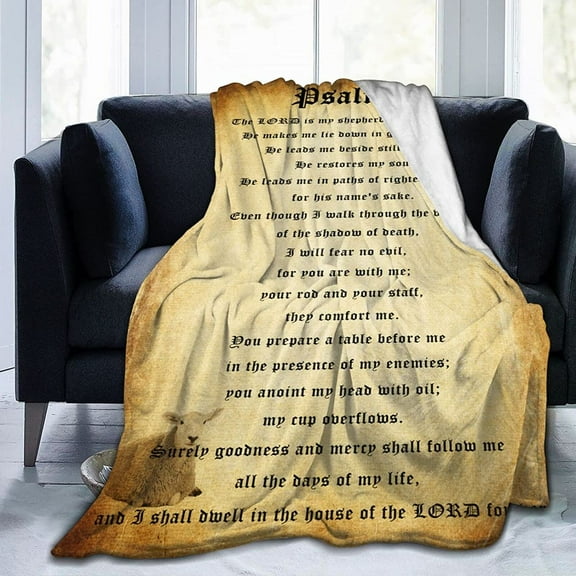 Busyhead Psalm23 Plush Throw Blanket, 50” x 60”