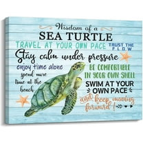 Busyhead Sea Turtle 12" x 15" Framed Inspirational Quotes Canvas Art Prints
