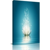 Busyhead Teal Lotus Flower Abstract Picture 12" x18" Framed Canvas Art Prints