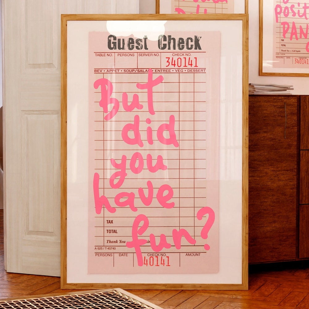 But Did You Have Fun Retro Guest Check Print UNFRAMED PAPER POSTER ...