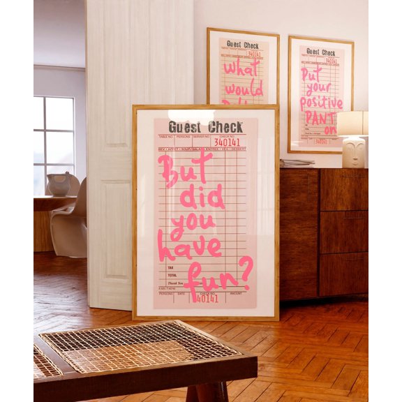 But Did You Have Fun Retro Guest Check Wall Decor Unframed Paper Print