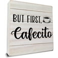 But First Cafecito Wooden Box Sign Desk Decor Kitchen Coffee Wood Box