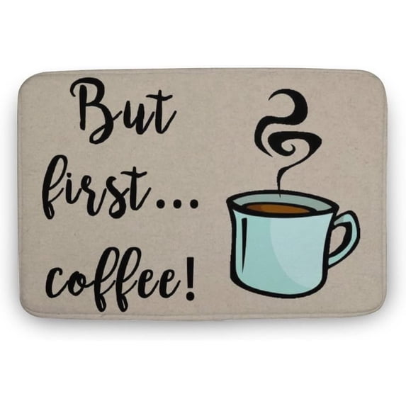 But First Coffee Bar Coffee Lover Gift Kitchen Rug Coffee Kitchen Rugs and Mats Non-Slip Cafe Kitchen Decor Mats Throw Carpet for Farmhouse Home Decor Outdoor Mat Coffee Bar Decor Gift 18x30 Inch