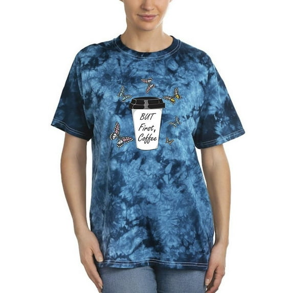 But First Coffee Butterflies Tie Dye Crystal Women -Image by Shutterstock, Female Small