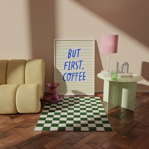 But First Coffee Colorful Kitchen Wall Art, Unframed Canvas 12x16in