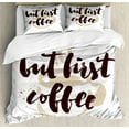 thumbnail image 1 of But First Coffee Duvet Cover Set, Hand Written Saying and Grunge Simple Design Mug Splashes, Decorative 3 Piece Bedding Set with 2 Pillow Shams, Calking Size, White Beige, by Ambesonne, 1 of 3