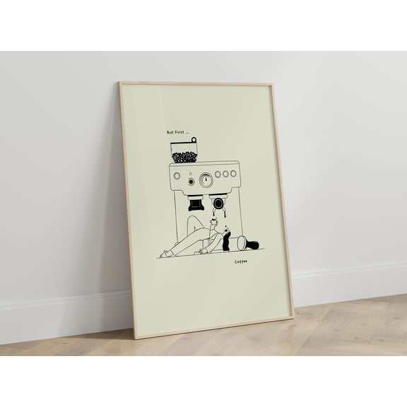 But First Coffee Illustrated Wall Art Print Poster Physical Wall Art Printed Poster , Poster Print Only