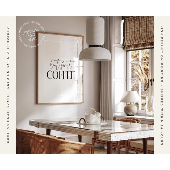 But First Coffee Print Kitchen Wall Art Dining Wall Art For Kitchen And Dining Coffee Print Kitchen Quotes And Phrases, Unframed Paper Print