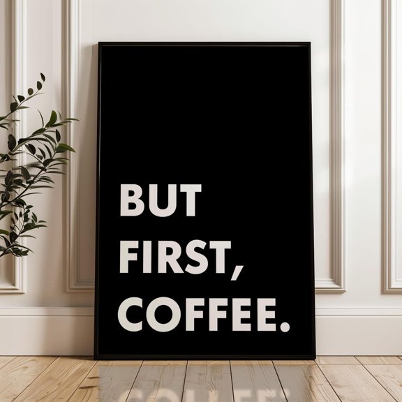 But First Coffee Wall Art Print, Kitchen Coffee Bar Typography Decor