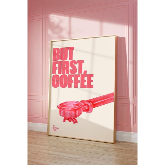 But First Coffee Wall Art Print, Kitchen Decor, Retro Artwork Unframed Paper Print