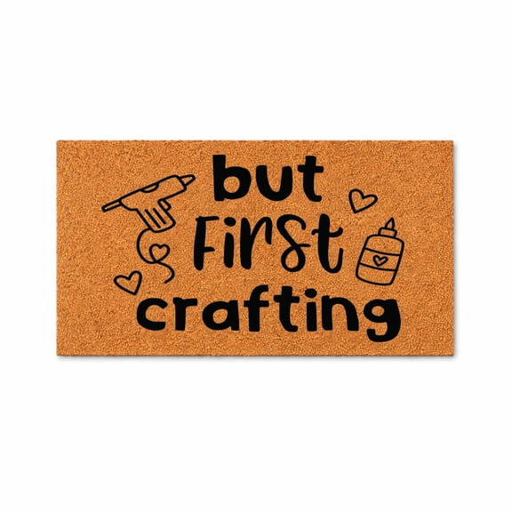 But First Crafting Doormat, Funny Craft Theme Entryway Mat, Indoor Outdoor Welcome Mat (36x72 inches) WoodByStu 5897