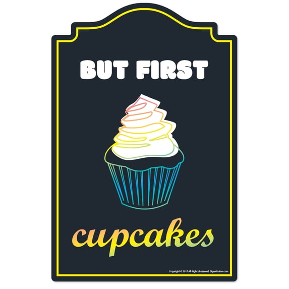 But First Cupcakes [3 Pack] of Vinyl Decal Stickers | Indoor/Outdoor | Funny decoration for Laptop, Car, Garage , Bedroom, Offices | SignMission