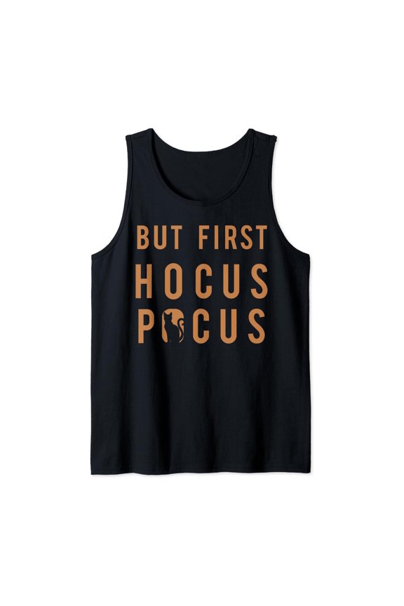 But First Hocus Pocus Black Cat Cutout Tank Top Size S-3XL