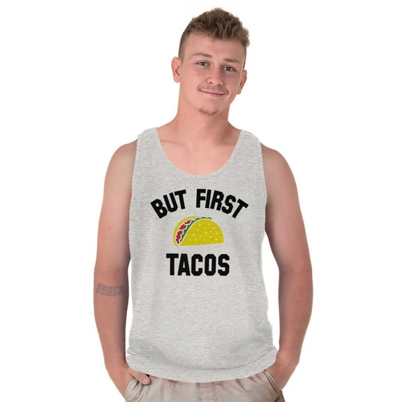But First Tacos Tuesday Funny Food Plus Size Graphic Tank Top Brisco Brands 2X