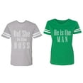 thumbnail image 1 of But She is The Boss He is The Man Matching Couple Cotton Jerseys (Men Heather / Women Green) (Men XL / Women S), 1 of 3