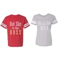 thumbnail image 1 of But She is The Boss He is The Man Matching Couple Cotton Jerseys (Men Red / Women Heather) (Men XL / Women XXL), 1 of 3